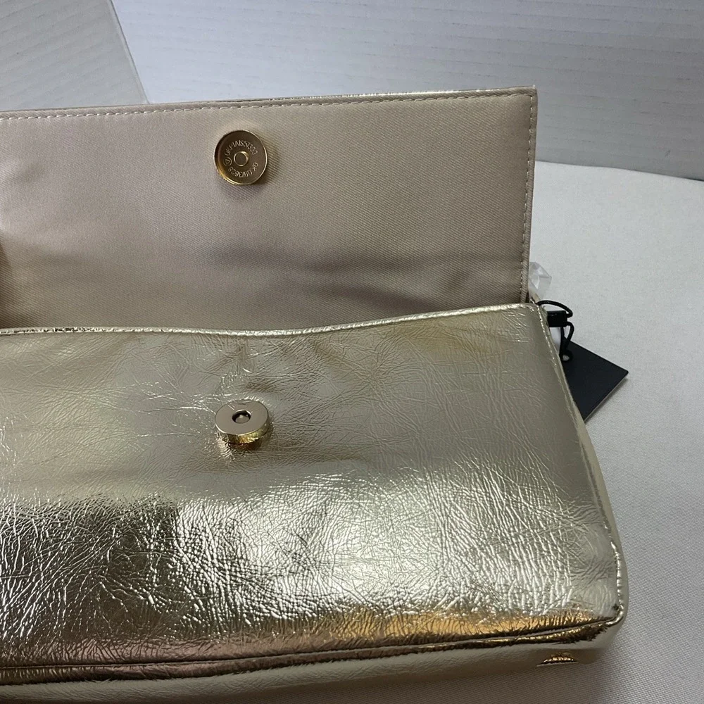 Nicole Miller Gold Vegan Leather Handbag Shoulder Bag NWT‎ $60